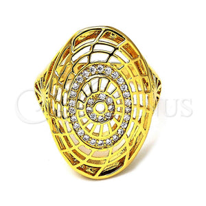 Anillo Multi Piedra 01.118.0022.07 Oro Laminado, con Blanca Micro Pave, Pulido, Tono Dorado (Size 7)