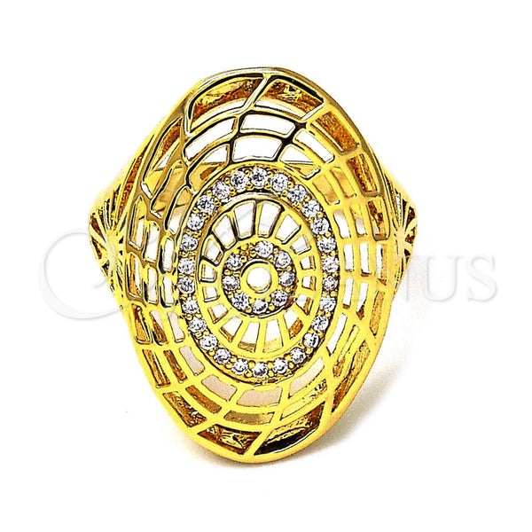 Anillo Multi Piedra 01.118.0022.08 Oro Laminado, con Blanca Micro Pave, Pulido, Tono Dorado (Size 8)