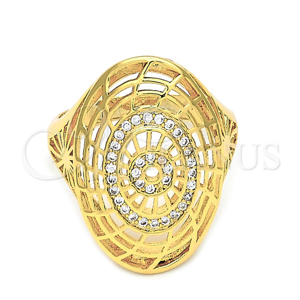 Anillo Multi Piedra 01.118.0022.09 Oro Laminado, con Blanca Micro Pave, Pulido, Tono Dorado (Size 9)