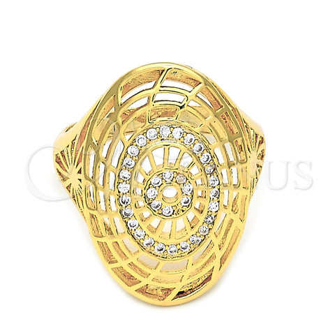 Anillo Multi Piedra 01.118.0022.09 Oro Laminado, con Blanca Micro Pave, Pulido, Tono Dorado (Size 9)