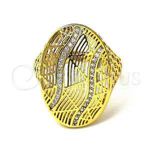 Anillo Multi Piedra 01.118.0023.08 Oro Laminado, con Blanca Micro Pave, Pulido, Tono Dorado (Size 8)