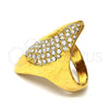 Anillo Multi Piedra 01.118.0019.09 Oro Laminado, Diseño de Cluster, con Blanca Cristal, Pulido, Tono Dorado (Size 9)