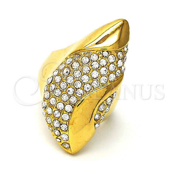 Anillo Multi Piedra 01.118.0019.09 Oro Laminado, Diseño de Cluster, con Blanca Cristal, Pulido, Tono Dorado (Size 9)