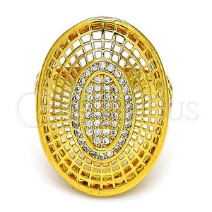Anillo Multi Piedra 01.118.0025.07 Oro Laminado, con Blanca Cristal, Pulido, Tono Dorado (Size 7)