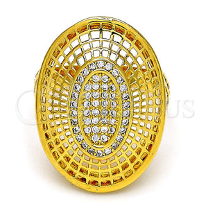 Anillo Multi Piedra 01.118.0025.08 Oro Laminado, con Blanca Cristal, Pulido, Tono Dorado (Size 8)