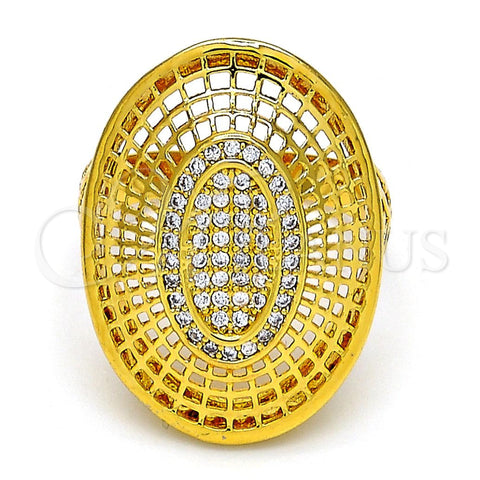 Anillo Multi Piedra 01.118.0025.09 Oro Laminado, con Blanca Cristal, Pulido, Tono Dorado (Size 9)