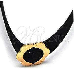 Gargantilla Elegante 04.215.0002.13 Oro Laminado, Diseño de Choker y Flor, Pulido, Tono Dorado (15 MM Thickness, 13 Inches Length)