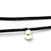 Gargantilla Elegante 04.215.0010.13 Oro Laminado, Diseño de Choker y Bola, con Marfil Perla, Pulido, Tono Dorado (05 MM Thickness, 13 Inches Length)