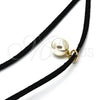 Gargantilla Elegante 04.215.0010.13 Oro Laminado, Diseño de Choker y Bola, con Marfil Perla, Pulido, Tono Dorado (05 MM Thickness, 13 Inches Length)