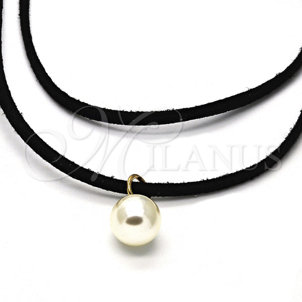 Gargantilla Elegante 04.215.0010.13 Oro Laminado, Diseño de Choker y Bola, con Marfil Perla, Pulido, Tono Dorado (05 MM Thickness, 13 Inches Length)