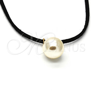 Gargantilla Elegante 04.215.0014.72 Oro Laminado, Diseño de Choker y Bola, con Marfil Perla, Pulido, Tono Dorado (03 MM Thickness, 72 Inches Length)