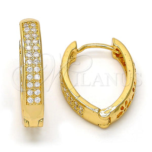 Argolla Huggie 02.217.0001.15 Oro Laminado, con Blanca Micro Pave, Pulido, Tono Dorado