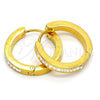 Argolla Huggie 02.216.0003 Acero Inoxidable, con Cristal Blanca, Pulido, Tono Dorado