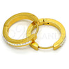 Argolla Huggie 02.216.0003 Acero Inoxidable, con Cristal Blanca, Pulido, Tono Dorado