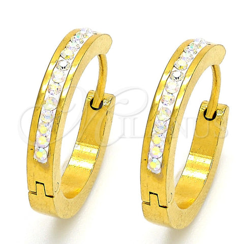 Argolla Huggie 02.216.0003 Acero Inoxidable, con Cristal Blanca, Pulido, Tono Dorado
