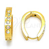Argolla Huggie 02.216.0004.15 Acero Inoxidable, con Blanca Cristal, Pulido, Tono Dorado