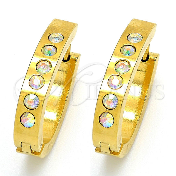 Argolla Huggie 02.216.0004.15 Acero Inoxidable, con Blanca Cristal, Pulido, Tono Dorado