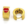 Argolla Huggie 02.216.0011.3 Acero Inoxidable, Diseño de Corazón, Esmaltado Rojo, Tono Dorado