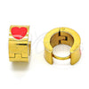 Argolla Huggie 02.216.0011.4 Acero Inoxidable, Diseño de Corazón, Esmaltado Naranja, Tono Dorado