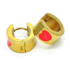 Argolla Huggie 02.216.0011.4 Acero Inoxidable, Diseño de Corazón, Esmaltado Naranja, Tono Dorado