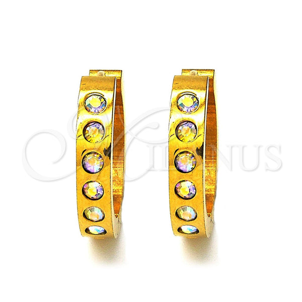 Argolla Huggie 02.216.0002.2 Acero Inoxidable, con Blanca Cristal, Pulido, Tono Dorado