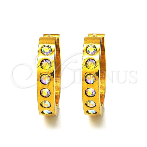 Argolla Huggie 02.216.0002.2 Acero Inoxidable, con Blanca Cristal, Pulido, Tono Dorado