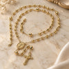 Rosario Grande 5.217.006.1.30 Oro Laminado, Diseño de Crucifijo y Divino Niño , Diamantado, Tono Dorado