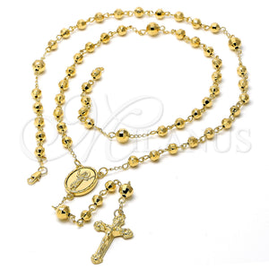 Rosario Grande 5.217.006.1.30 Oro Laminado, Diseño de Crucifijo y Divino Niño , Diamantado, Tono Dorado