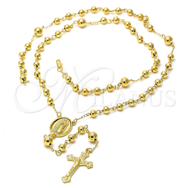 Rosario Mediano 5.215.001.1.30 Oro Laminado, Diseño de Crucifijo y Guadalupe, Pulido, Tono Dorado