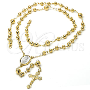 Rosario Mediano 5.215.001.2.30 Oro Laminado, Diseño de Crucifijo y Guadalupe, Pulido, Dos Tonos
