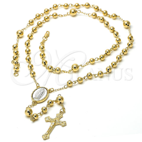 Rosario Mediano 5.215.001.2.30 Oro Laminado, Diseño de Crucifijo y Guadalupe, Pulido, Dos Tonos