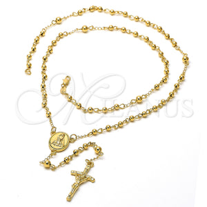 Rosario Mediano 5.204.003.1.24 Oro Laminado, Diseño de Altagracia y Crucifijo, Pulido, Tono Dorado