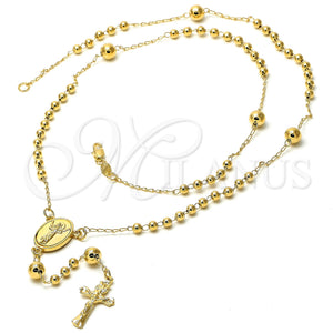 Rosario Mediano 5.211.007.1.24 Oro Laminado, Diseño de Divino Niño y Crucifijo, Pulido, Tono Dorado
