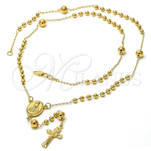 Rosario Fino 5.211.006.2.24 Oro Laminado, Diseño de Altagracia y Crucifijo, Pulido, Tono Dorado