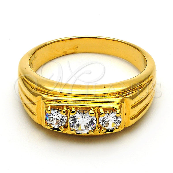 Anillo de Hombre 5.178.030.09 Oro Laminado, con Blanca Zirconia Cubica, Pulido, Tono Dorado (Size 9)