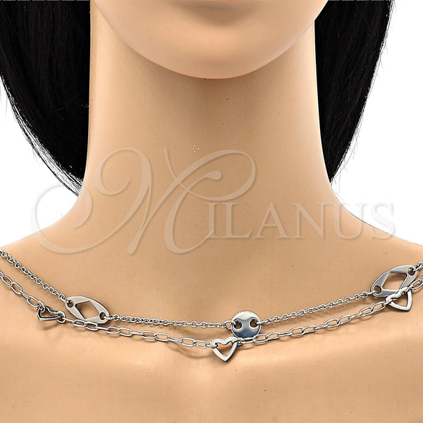 Gargantilla Elegante 04.220.0002.34 Acero Inoxidable, Pulido, Tono Plateado (20 MM Thickness, 34 Inches Length)