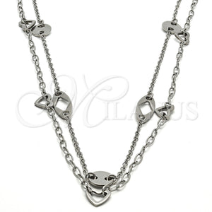 Gargantilla Elegante 04.220.0002.34 Acero Inoxidable, Pulido, Tono Plateado (20 MM Thickness, 34 Inches Length)