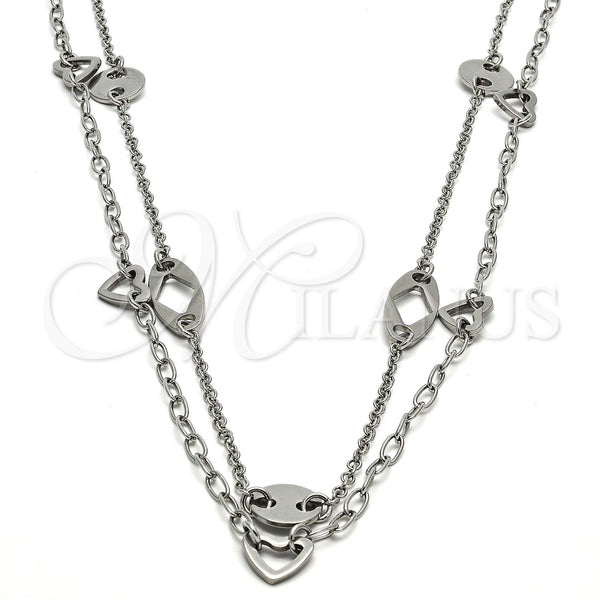 Gargantilla Elegante 04.220.0002.34 Acero Inoxidable, Pulido, Tono Plateado (20 MM Thickness, 34 Inches Length)