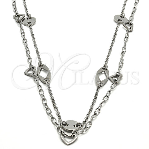 Gargantilla Elegante 04.220.0002.34 Acero Inoxidable, Pulido, Tono Plateado (20 MM Thickness, 34 Inches Length)