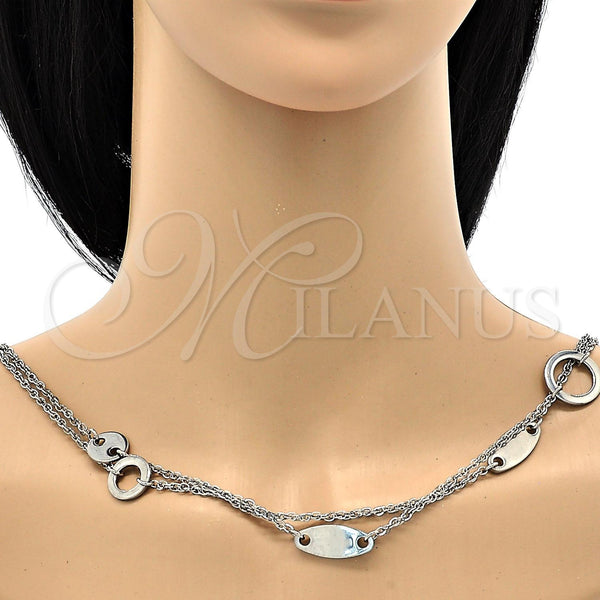 Gargantilla Elegante 04.220.0001.65 Acero Inoxidable, Pulido, Tono Plateado (18 MM Thickness, 65 Inches Length)