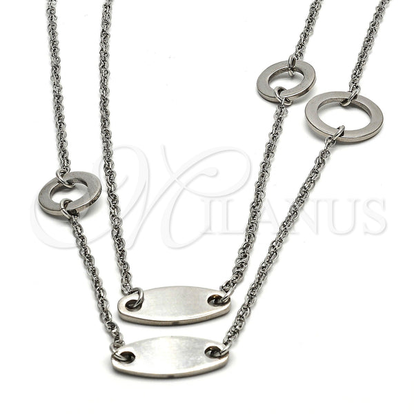 Gargantilla Elegante 04.220.0001.65 Acero Inoxidable, Pulido, Tono Plateado (18 MM Thickness, 65 Inches Length)