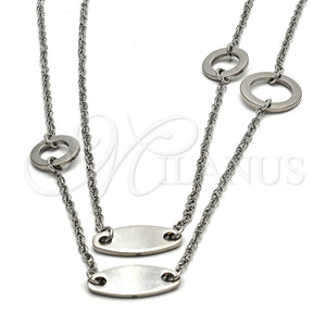 Gargantilla Elegante 04.220.0001.65 Acero Inoxidable, Pulido, Tono Plateado (18 MM Thickness, 65 Inches Length)