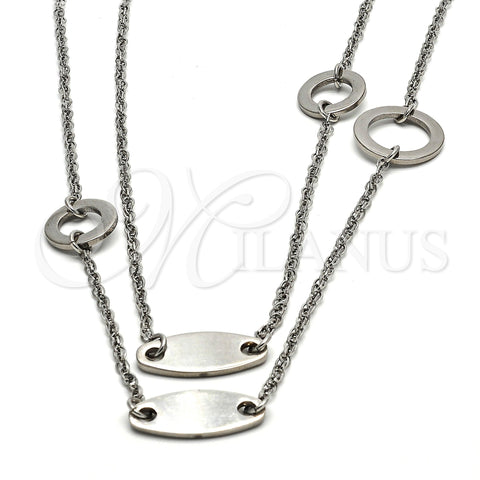 Gargantilla Elegante 04.220.0001.65 Acero Inoxidable, Pulido, Tono Plateado (18 MM Thickness, 65 Inches Length)