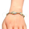Pulsera Elegante 03.91.0063.08 Oro Laminado, con Marfil Perla and Blanca Cristal, Pulido, Dos Tonos (14 MM Thickness, 8 Inches Length)