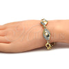 Pulsera Elegante 03.91.0063.08 Oro Laminado, con Marfil Perla and Blanca Cristal, Pulido, Dos Tonos (14 MM Thickness, 8 Inches Length)