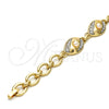 Pulsera Elegante 03.91.0063.08 Oro Laminado, con Marfil Perla and Blanca Cristal, Pulido, Dos Tonos (14 MM Thickness, 8 Inches Length)