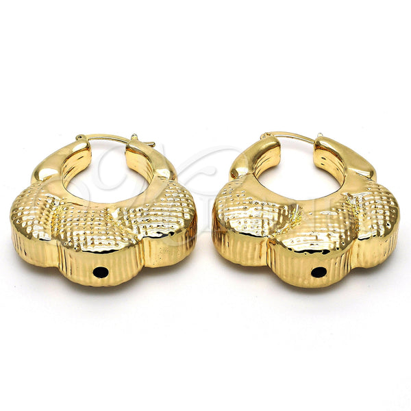 Argolla Mediana 02.91.0051 Oro Laminado, Diseño de Hueco, Diamantado, Tono Dorado
