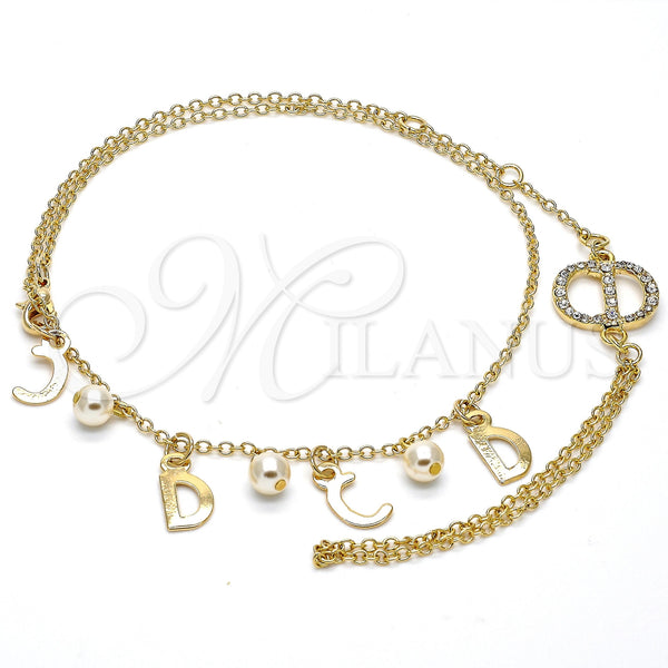 Pulsera Elegante 03.91.0064.14 Oro Laminado, Diseño de Rolo, con Marfil Perla, Pulido, Tono Dorado (16 MM Thickness, 14 Inches Length)