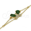 Pulsera Elegante 03.91.0066.07 Oro Laminado, Diseño de Mariposa y Rolo, con Verde Zirconia Cubica and Blanca Cristal, Pulido, Tono Dorado (0.35 Gauge, 17 MM Thickness, 7 Inches Length)