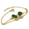 Pulsera Elegante 03.91.0066.07 Oro Laminado, Diseño de Mariposa y Rolo, con Verde Zirconia Cubica and Blanca Cristal, Pulido, Tono Dorado (0.35 Gauge, 17 MM Thickness, 7 Inches Length)